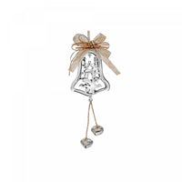 Ornement en métal argenté en forme de cloche orné d’un renne - ensemble de 6 ornements de Noël