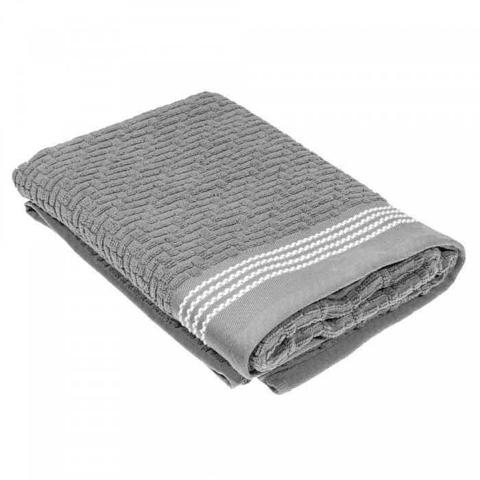 Serviette de bain brodée luxueuse 30 x 60 gris clair - ensemble de 2 serviettes