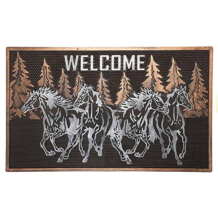 Tapis de plancher orné de chevaux au galop, en caoutchouc