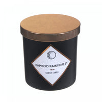 Bougie parfumée noir mat de 7 oz à arôme de forêt tropicale de bambou avec couvercle - ensemble de 2