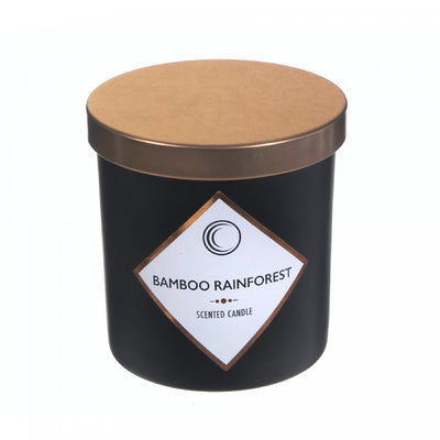 7oz Matte Black Scented Candle with Lid Bamboo Rainforest - Set of 2|Bougie parfumée noir mat de 7 oz à arôme de forêt tropicale de bambou avec couvercle - ensemble de 2
