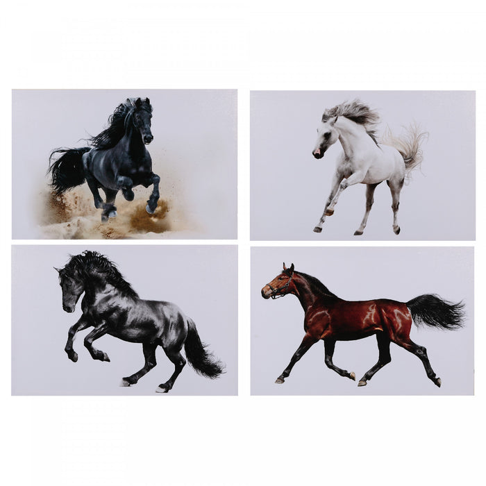 Œuvre d’art murale sur toile 16 x 24 représentant des chevaux au galop - ensemble de 4 décorations murales