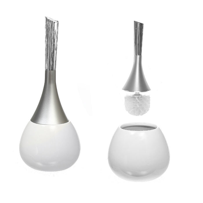 Brosse de toilette et porte-brosse blancs Dolomite pour la salle de bain