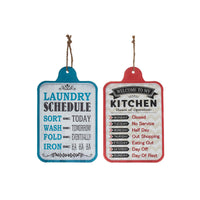 Panneau mural à suspendre « Kitchen » et « Laundry Schedule » en métal - ensemble de 2 décorations murales