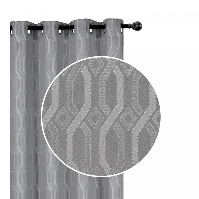 Panneau coupe-lumière Chain Link de 84 po argenté en jacquard - ensemble de 2