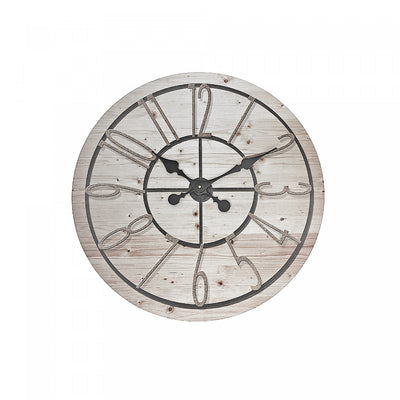 Round Wall Clock Wood Plank|Horloge murale ronde en planche de bois