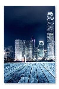  Hong Kong 16 po x 24 po : Cadre d'art mural et panneau de tissu
