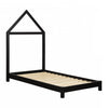 Sweedi Lit avec tête de lit maison Simple - Noir mat