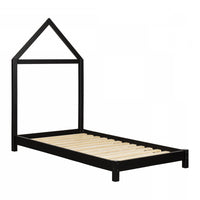  Sweedi Lit avec tête de lit maison Simple - Noir mat 