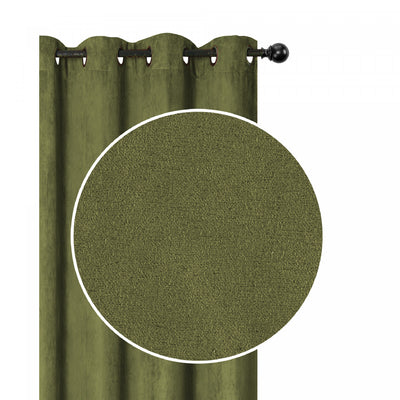 Faux Suede Panel With 8 Grommets Moss Green - Set of 2 Drapes and Blinds|Panneau en suédine vert mousse avec 8 œillets - ensemble de 2 rideaux et stores