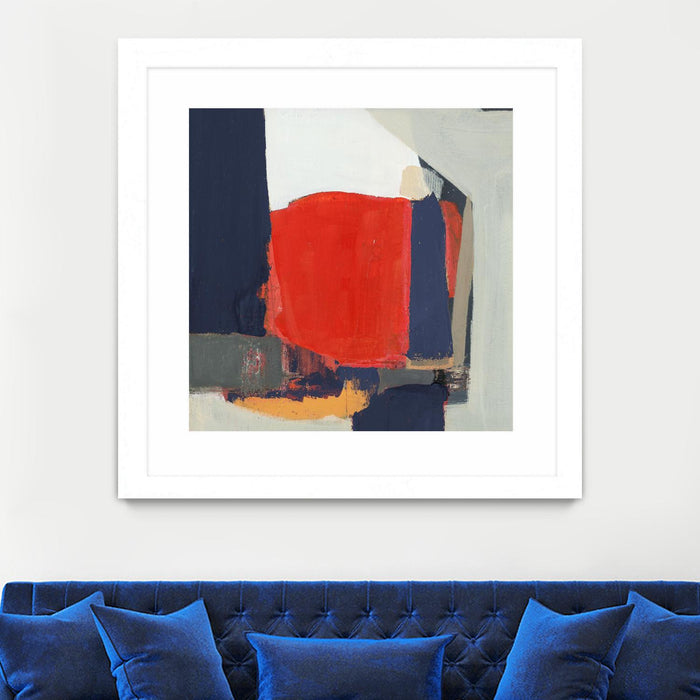 Œuvre d’art murale encadrée blanche et mate « Orange Crush V6 » 36 x 36
