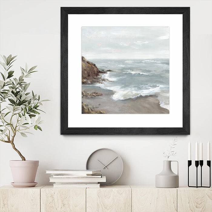 Œuvre d’art murale encadrée noire et mate « Beautiful Bay » 36 x 36