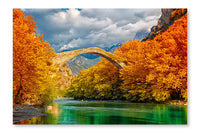  Konitsa Bridge 16 po x 24 po : Cadre d'art mural et panneau de tissu