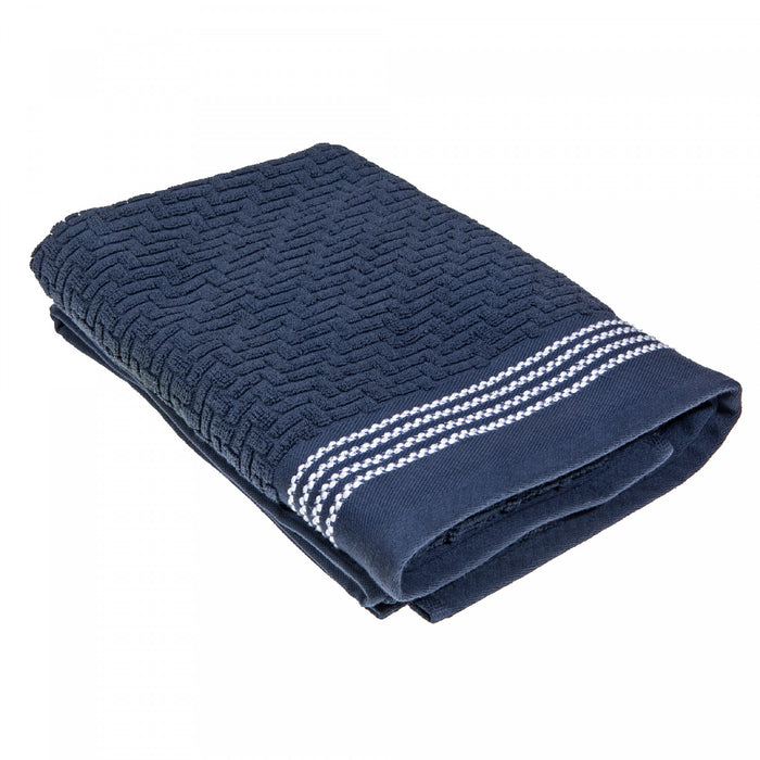 Serviette de bain brodée luxueuse 30 x 60 bleue - ensemble de 2 serviettes