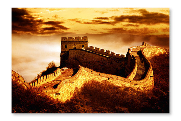  Great Wall Of Badaling 28 po x 42 po : Cadre d'art mural et panneau de tissu