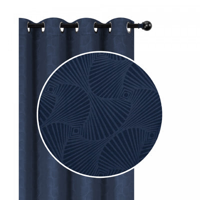 Embossed Panel Shell Navy 96" - Set of 2 Drapes and Blinds|Panneau embossé bleu marine de 96 po à motif de coquillage - ensemble de 2 rideaux et stores