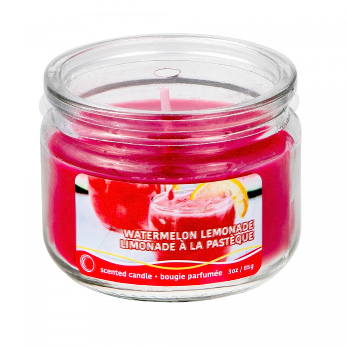 Pot parfumé de 3 oz en verre à arôme de limonade au melon d'eau avec couvercle - ensemble de 2 bougies