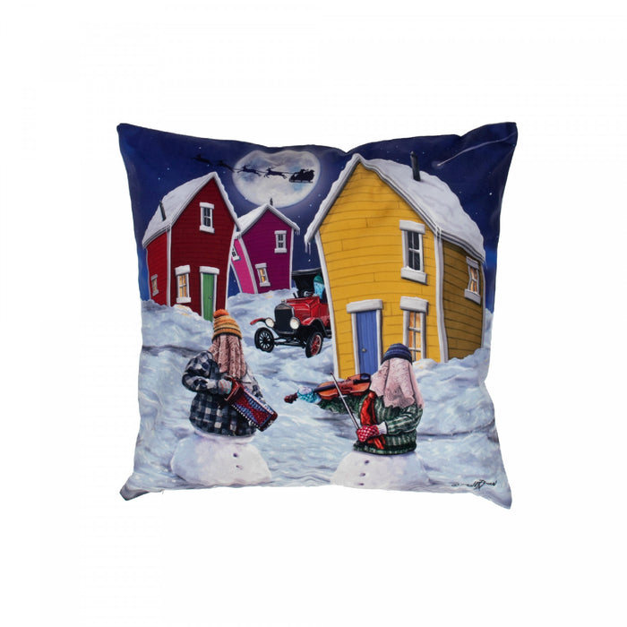 Coussin 18 x 18 en velours orné de bonshommes de neige masqués - Ensemble de 2 coussins