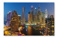 A View of Dubai Marina 16 po x 24 po : Oeuvre d’art murale en panneau de tissu sans cadre