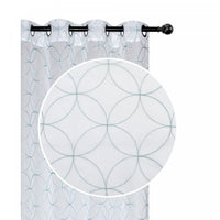 Panneau de rideau transparent en LurexMC brodé de motifs de diamants arrondis bleu sarcelle - ensemble de 2