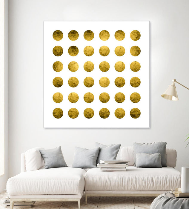 Œuvre d’art murale Giant Art « Golden Spots White » 72 x 72