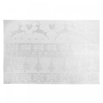 Vinyl Placemat Reindeer and Tree Silver|Napperon argenté en vinyle à motif de rennes et d'arbres