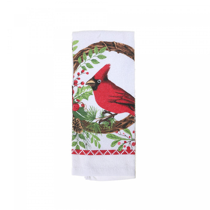 Essuie-mains orné d’un cardinal solitaire - ensemble de 3 linges de maison pour la cuisine