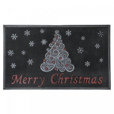 Rubber Single Tree Merry Christmas Floormat|Tapis de plancher « Merry Christmas » avec arbre, en caoutchouc