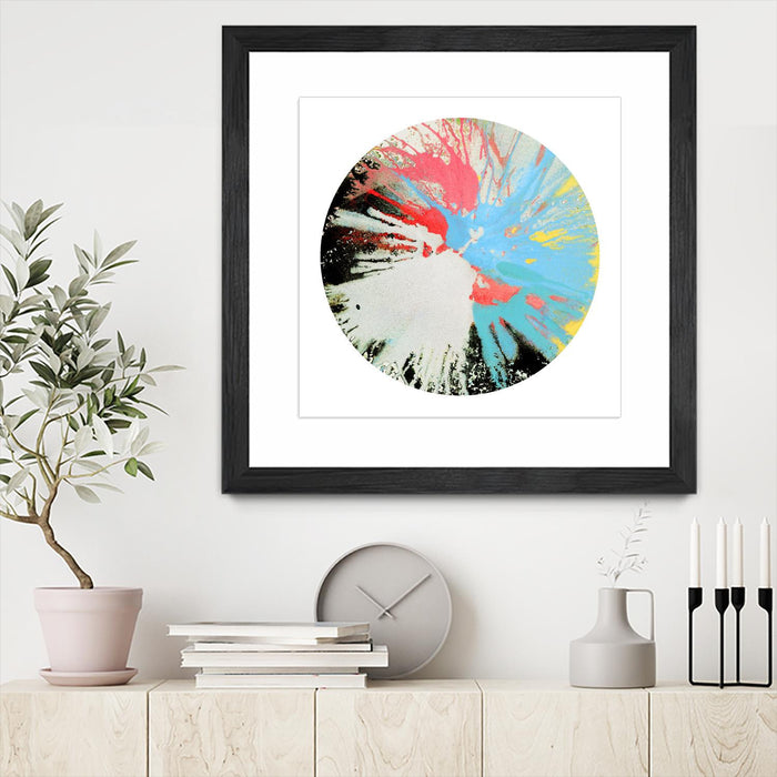 Œuvre d’art murale encadrée noire et mate « Spin Art 10 » 30 x 30