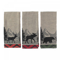 Linge à vaisselle en chambray tissé avec animaux forestiers
