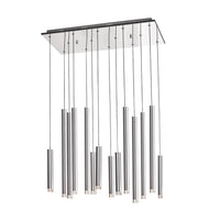 Luminaire suspendu Galiano argenté à 14 ampoules