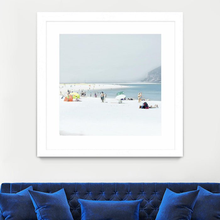 Œuvre d’art murale encadrée blanche et mate « Troia » 30 x 30