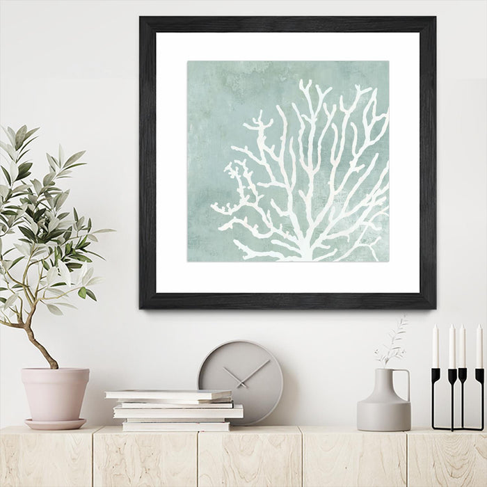 Œuvre d’art murale encadrée noire et mate « Sea Crown Ii » 30 x 30