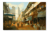  Colorful Street Market 24 po x 36 po : Cadre d'art mural et panneau de tissu