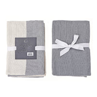 Paquet de 3 linges à vaisselle cendrés à motif gaufré double pour la cuisine