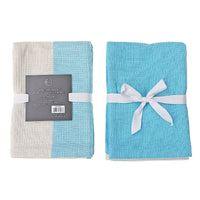 Paquet de 3 linges à vaisselle de couleur ciel à motif gaufré double pour la cuisine