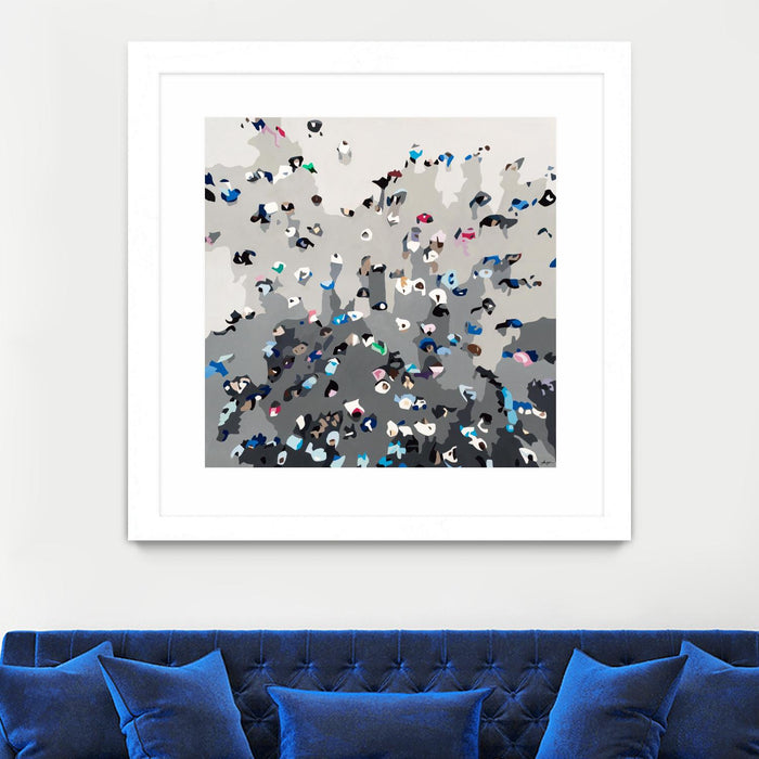Œuvre d’art murale encadrée blanche et mate « Crowd Sourcing » 36 x 36