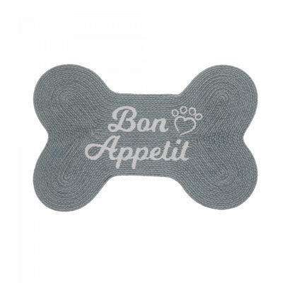 Braided Cotton Bone Shape Pet Mat Bon Appetit Floormat|Tapis de plancher pour animaux « Bon appétit » en forme d’os en coton tressé
