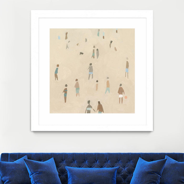 Œuvre d’art murale encadrée blanche et mate « Beach Goer Iv » 36 x 36