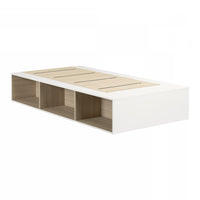  Lit simple plateforme Hourra avec rangement ouvert - orme naturel et blanc  