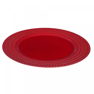 Charger Plate Braids Red 13" - Set of 6 Dinnerware|Assiette de présentation de 13 po rouge ornée de tresses - ensemble de 6
