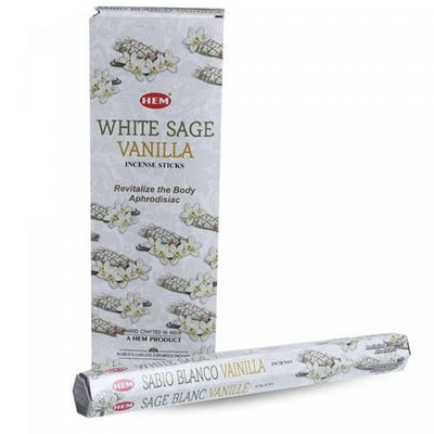 Hem Incense 20 Stick White Sage Vanilla - Set of 6 Incense Sticks|20 bâtons d’encens Hem à arôme de sauge blanc vanille - ensemble de 6 paquets de bâtons d’encens