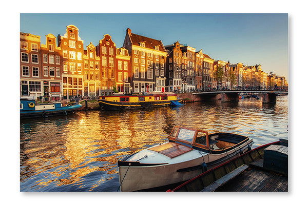 Beautiful Night in Amsterdam 2 28x42 Wall Art Fabric Panel Without Frame
