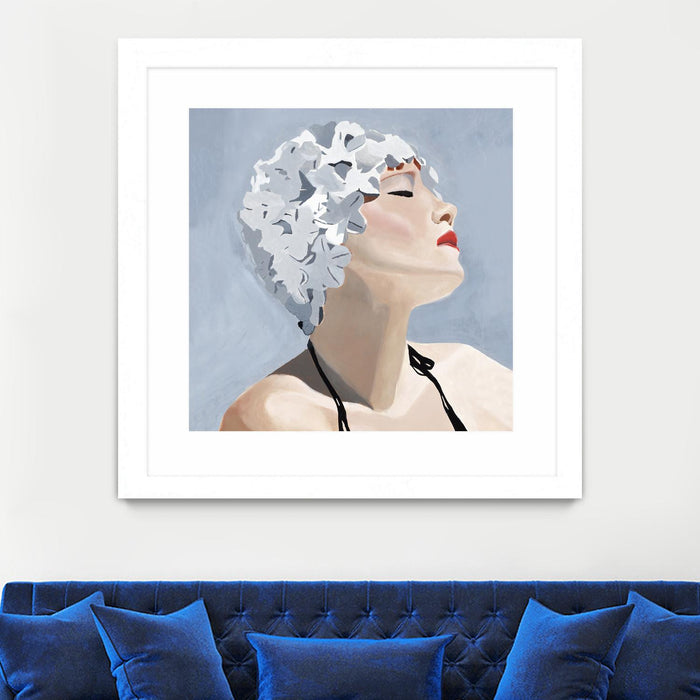 Œuvre d’art murale encadrée blanche et mate « Getting My Tan On » 30 x 30