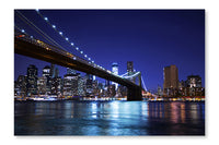 Brooklyn Bridge and Skyline At Night 28 po x 42 po : Oeuvre d’art murale en panneau de tissu sans cadre