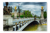 Beautiful Bridge of Alexandre III in Paris 28 po x 42 po : Oeuvre d’art murale en panneau de tissu sans cadre