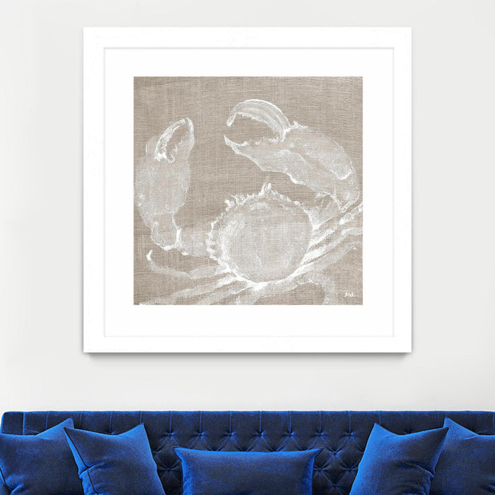Œuvre d’art murale encadrée blanche et mate « Neutral Surf Side I » 30 x 30