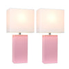 Ensemble 2 lampes de table moderne Elegant Designs en cuir rose