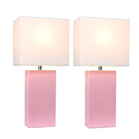 Ensemble 2 lampes de table moderne Elegant Designs en cuir rose