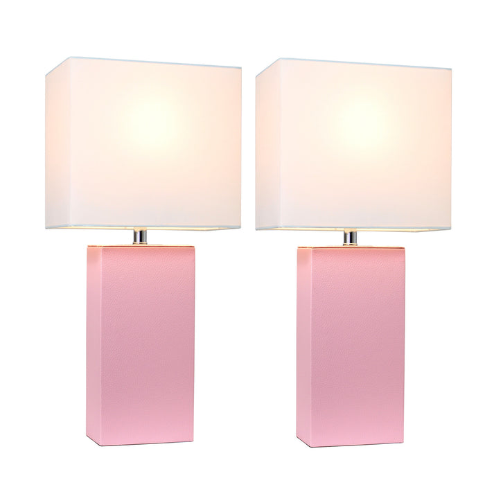 Ensemble 2 lampes de table moderne Elegant Designs en cuir rose